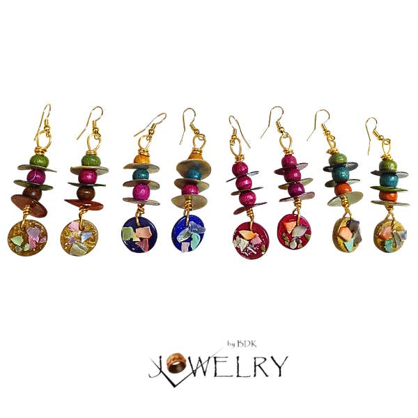 Vibrant Mosaic INspired Disc Earrings for wholesale by Jewelry By BDK