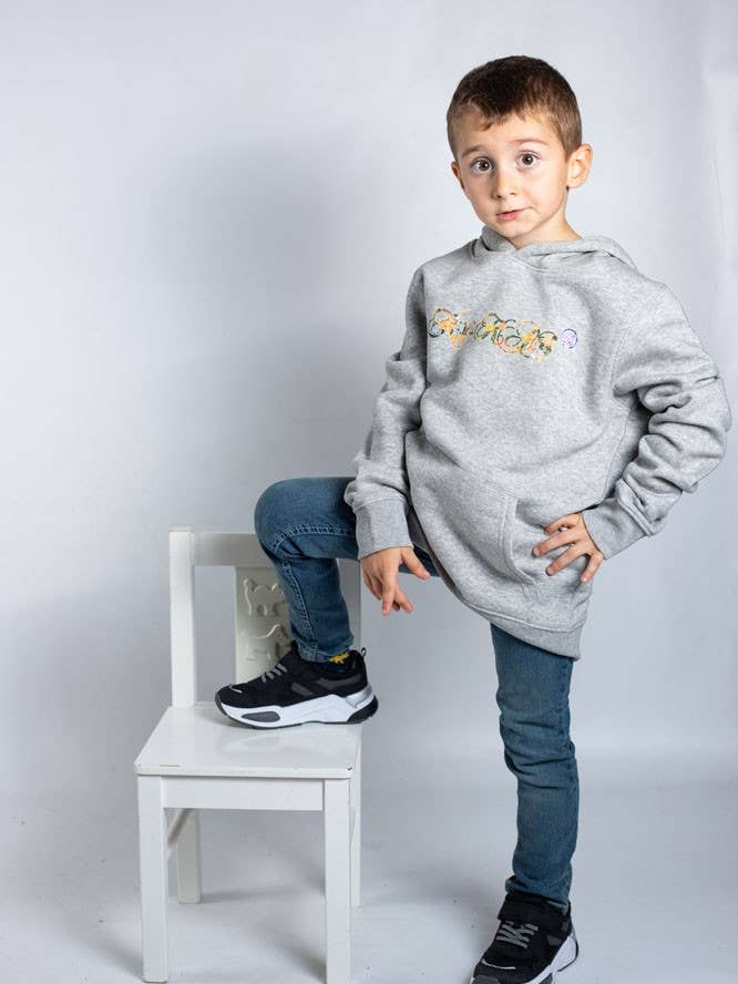 Ky-kas camisola com capuz para criança em algodão orgânico (florido) por atacado de KY-KAS