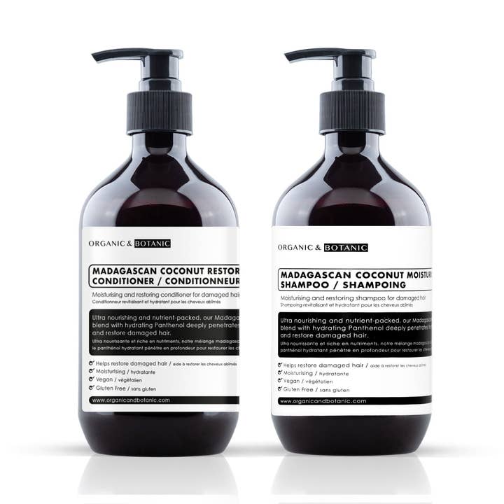 Organic & Botanic Madagascan Coconut Shampoo & Conditioner for wholesale by skinChemists | Anti-Ageing Skincare