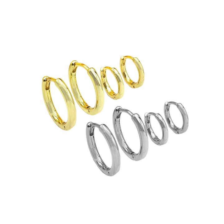 BestBeads&Beyond - Wholesale Huggie Earrings - Gold-Filled Brass Circle Huggie Hoop Earrings