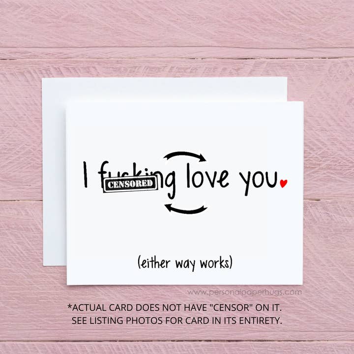 Personal Paper Hugs - Vendita all'ingrosso Biglietti d'amore - Biglietto divertente per le relazioni, divertente biglietto per anniversario, divertente biglietto con scritta «I Love You», divertente biglietto di auguri a lunga distanza, divertente biglietto di San Valentino