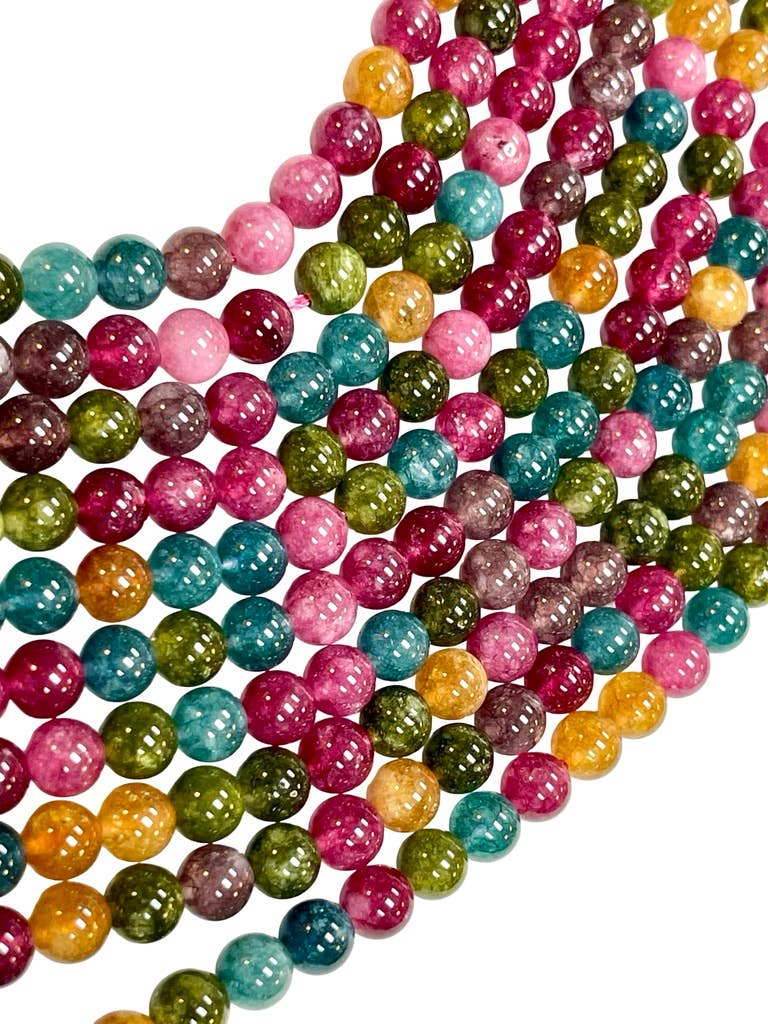 TRIVENI USA INC - Wholesale Beads - 8mm Tourmaline Quartz Gemstone Round Beads Strands 3