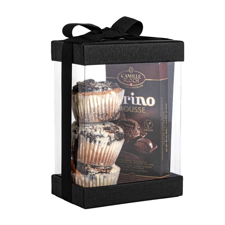 Hammont - Wholesale Gift Box - Clear Plastic Gift Boxes 6 Pack Bakery Boxes Black