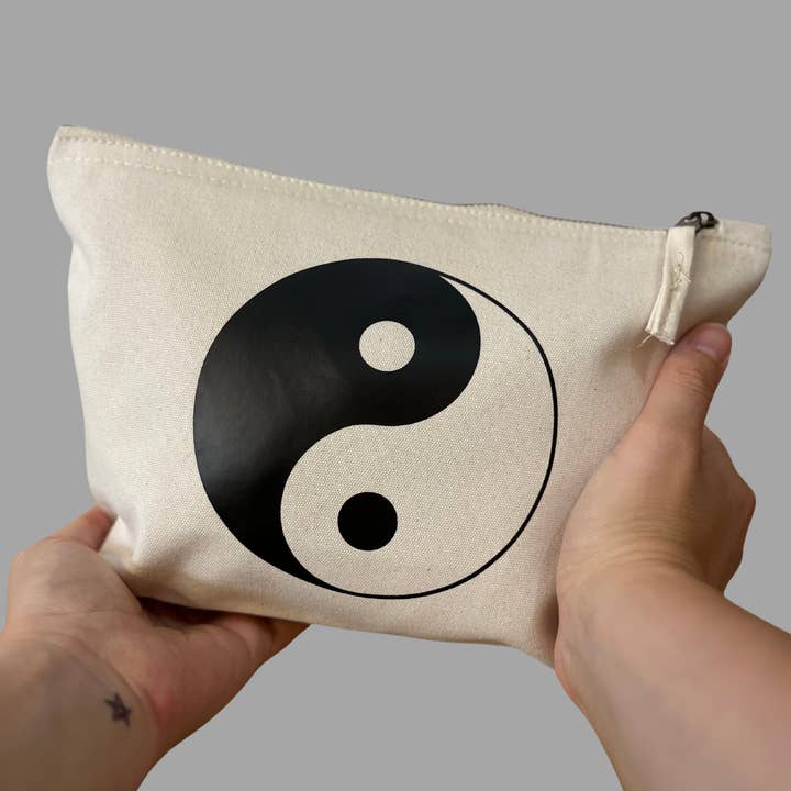 Ying Yang toiletry bag Natural/Black for wholesale by the Cornish studio