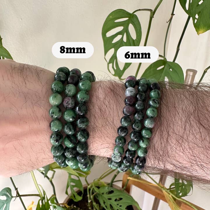 Pebble House - Wholesale Beaded Bracelet - Ruby Zoisite Bracelet 8mm or 6mm - Crystals & Stones