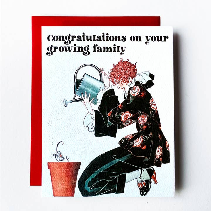 The Twentieth - Vente Cartes de félicitations - Carte de félicitations pour bébé Art déco famille en croissance