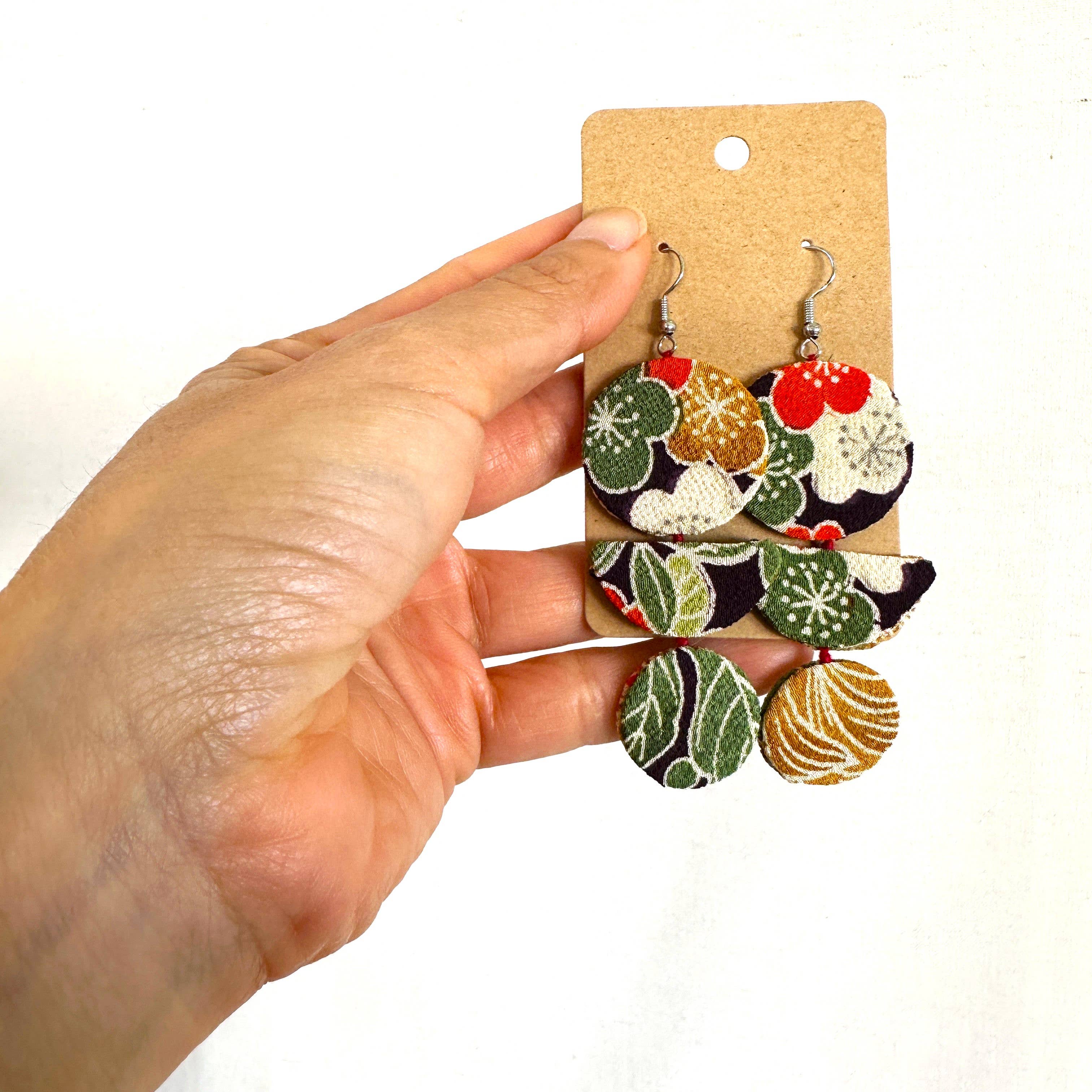 Sophie Silks - Wholesale Dangle earrings - Triple Drops Statement Kimono Earrings7