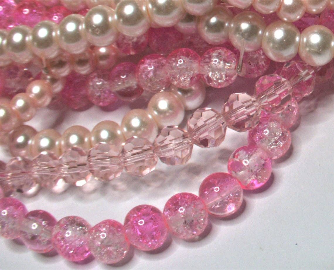 Fiona Accessories – wholesale Beads – Glass Beads PINK Glass Beads Bulk Mix 1 lb Jewelry Making3