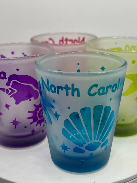 7 Star - Wholesale Shot Glass - North Carolina State Etching Shot Glass 2 oz Best Seller5
