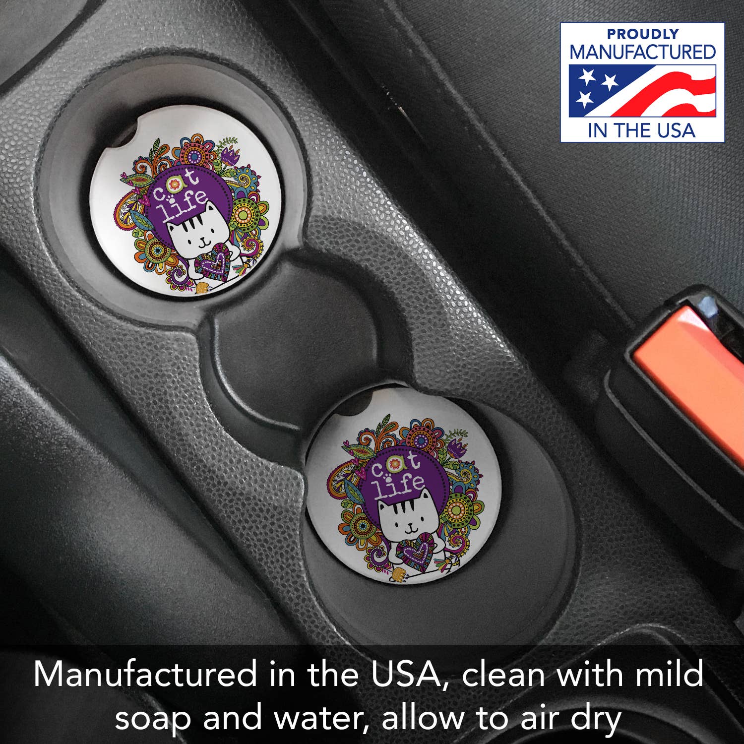 Conimar Promotions - Wholesale Coasters - "Cat Life" Stone Car Coaster  BULK NO PACKAGING   6