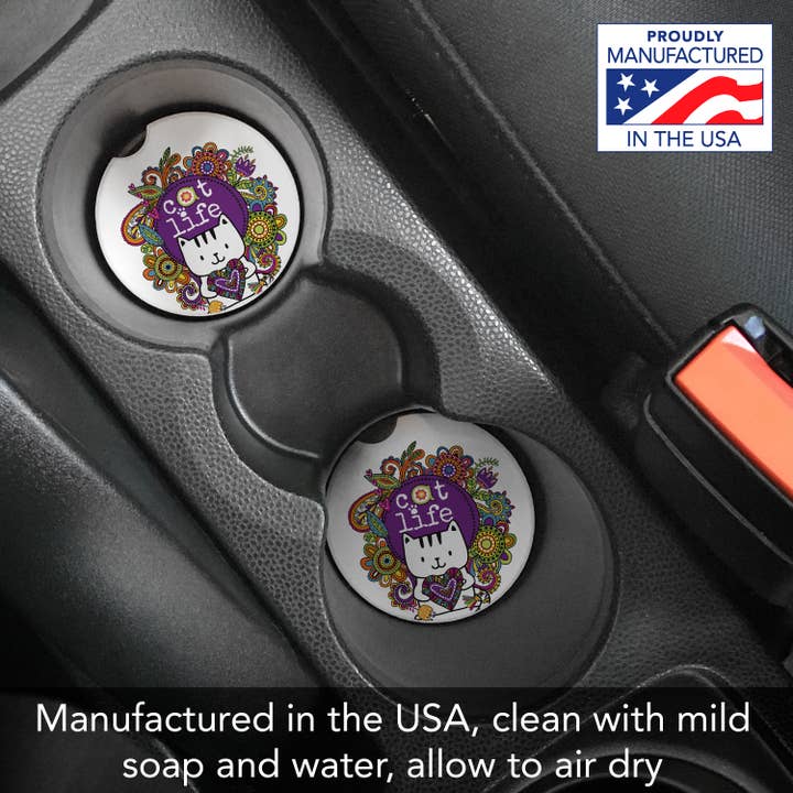 Conimar Promotions - Wholesale Coasters - "Cat Life" Stone Car Coaster BULK NO PACKAGING 6