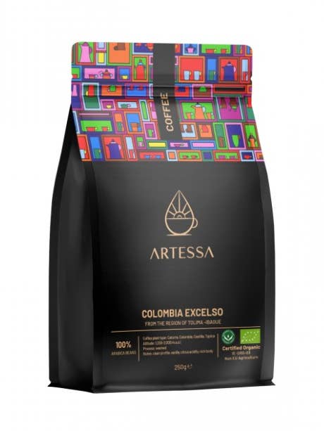 Café Arábica Orgânico Colômbia Excelso 1kg por atacado de Artessa