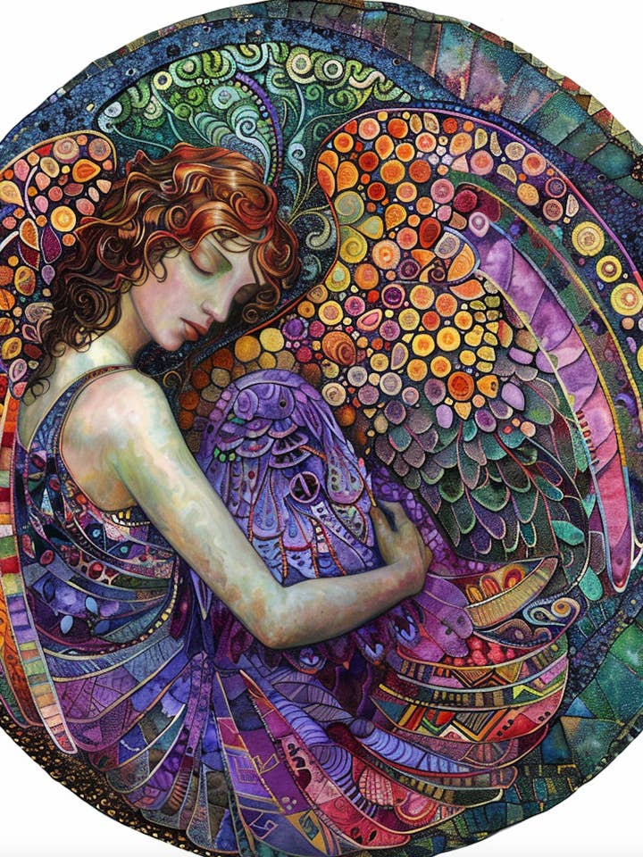 Angel Art Tambourine for wholesale by Bodhi Leaf Market