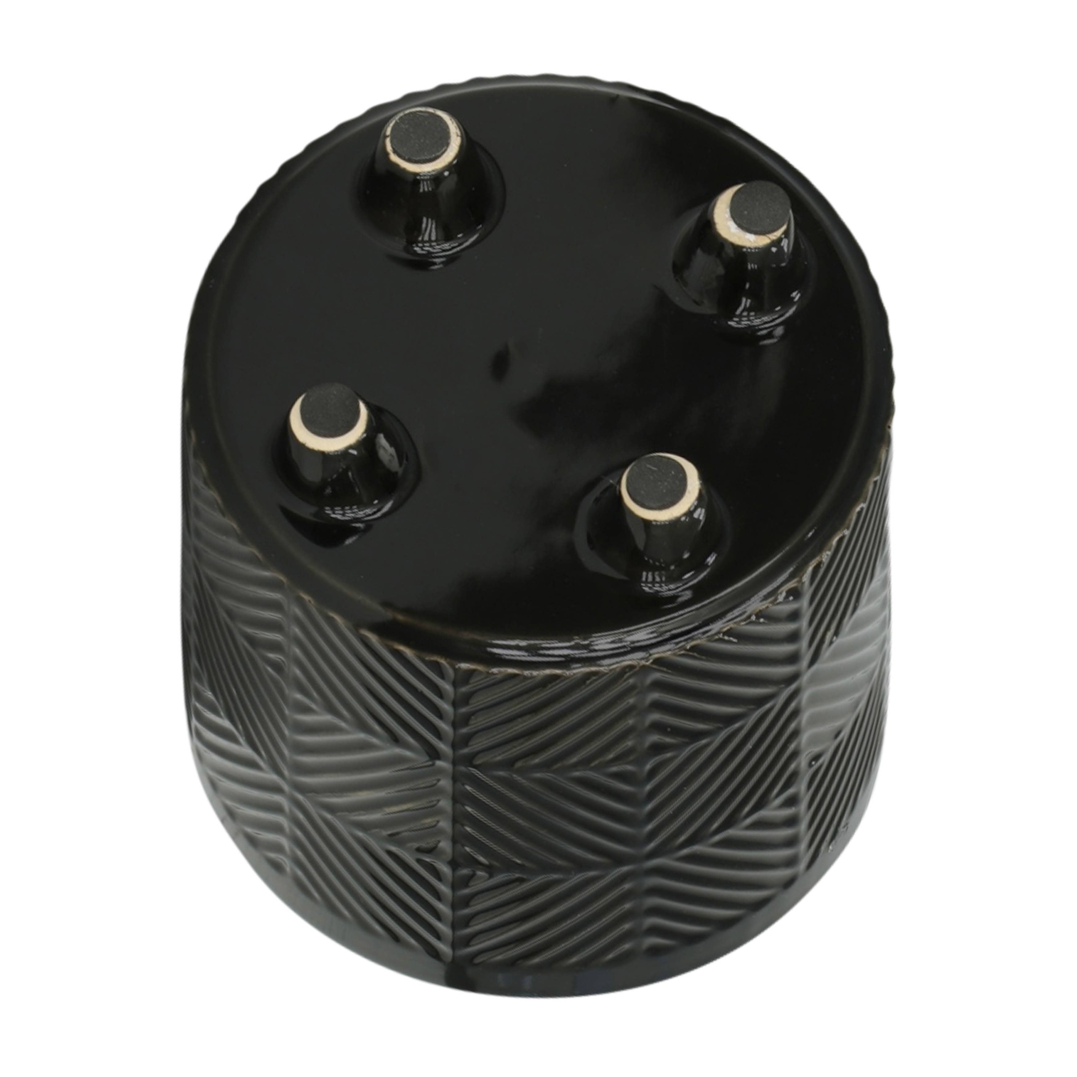 Sagebrook Home - Wholesale Plant Pot - Planters Set of 2 - Black Ceramic Round Textured, 6/8 in.11