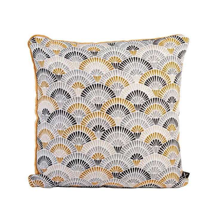 FJURI Pillow 45x45 Santiago Geometric Pattern with Back Velvet Mustard for wholesale by KUXIN // Home Fashion
