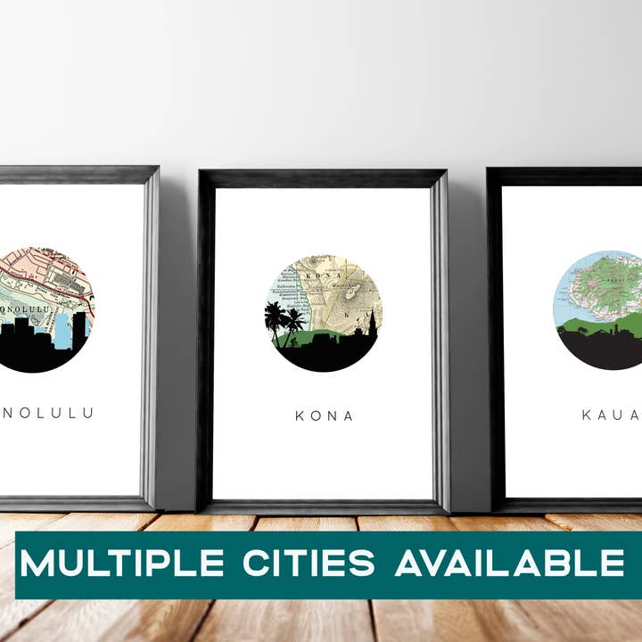 Hawaii Stadssilhuett Konstaffisch | Välj din stad för wholesale av Paperfinch Design