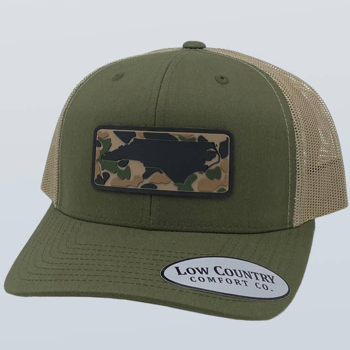 North Carolina Outline Camo PVC Patch Chapeau mousse/kaki pour la vente par Riverbed Threads