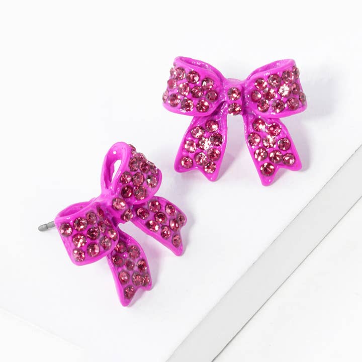 Sensibling Corp. - Wholesale Stud/Post Earrings - Crystal Rhinestone Pave Bow Stud Earrings
13