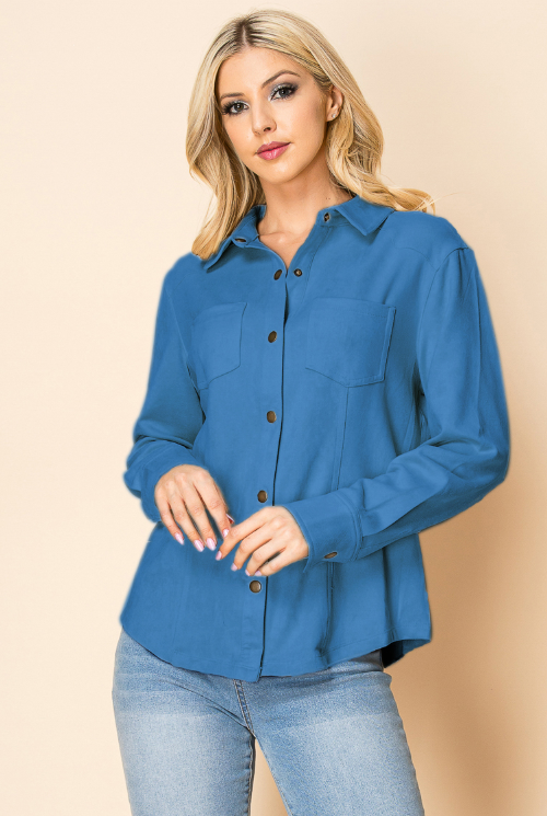 W.A.Y. --Wonderful And Young - Vendita all'ingrosso Camicia - Donna - Camicia a pressione in pelle scamosciata W.A.Y 24