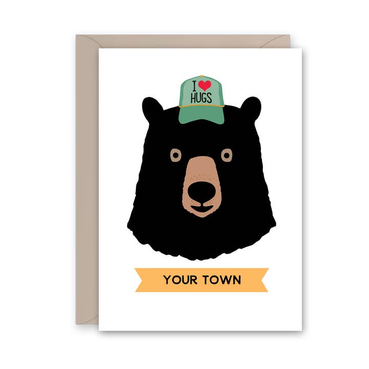 Name Drop City Note Card - Black Bear for wholesale by Rock Scissor Paper