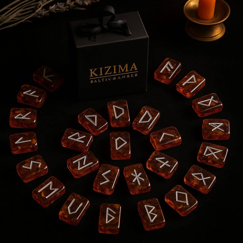 KIZIMA – wholesale Spiritual stone/crystal – USA Baltic Amber Rune Set - Spiritual Gift Rune Amber stones set Handmade in New York from Baltic amber6