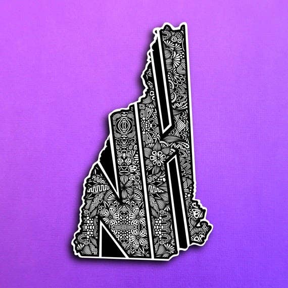 Zenspire Designs - Wholesale Sticker - New Hampshire State Sticker (WATERPROOF)
