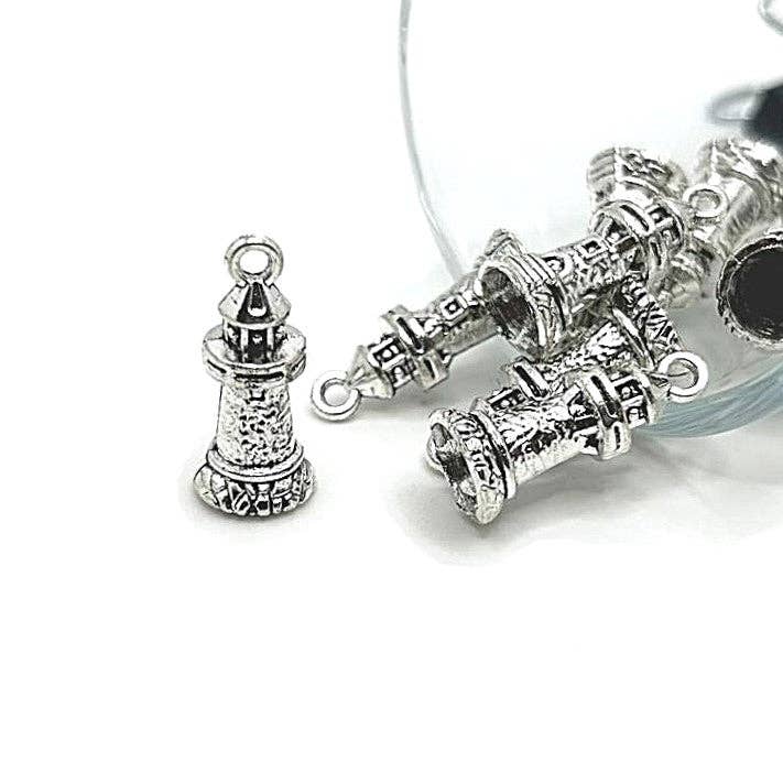 Guerrilla Charm - Wholesale Individual Charm/Pendant - Silver Lighthouse 3D Nautical Charms, 21x10mm0