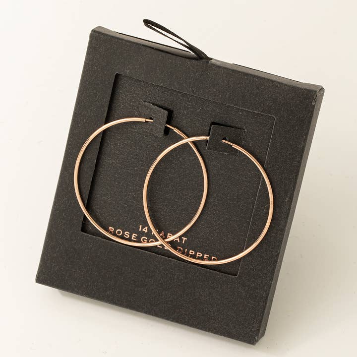 Fame Accessories - Wholesale Hoop Earrings - Secret Box Gold Dipped Thin Hoop Earrings2