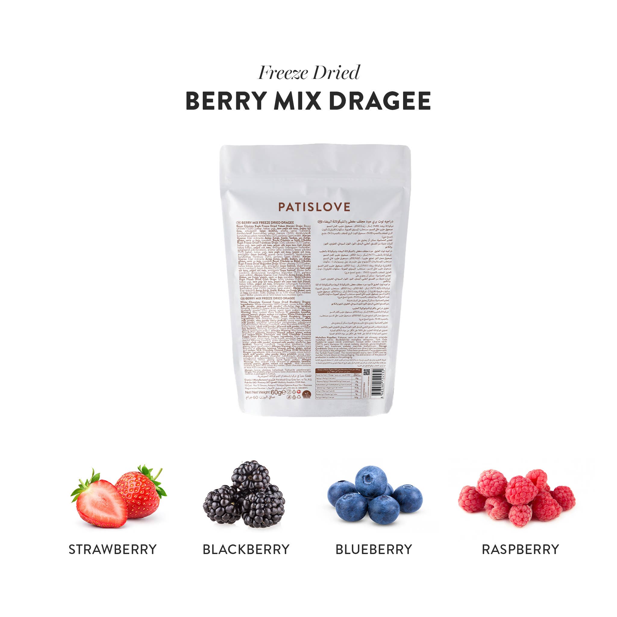 Patislove - Wholesale Chocolate Covered Sweets - Berry Mix Chocolate Coated Freeze Dried Dragee2