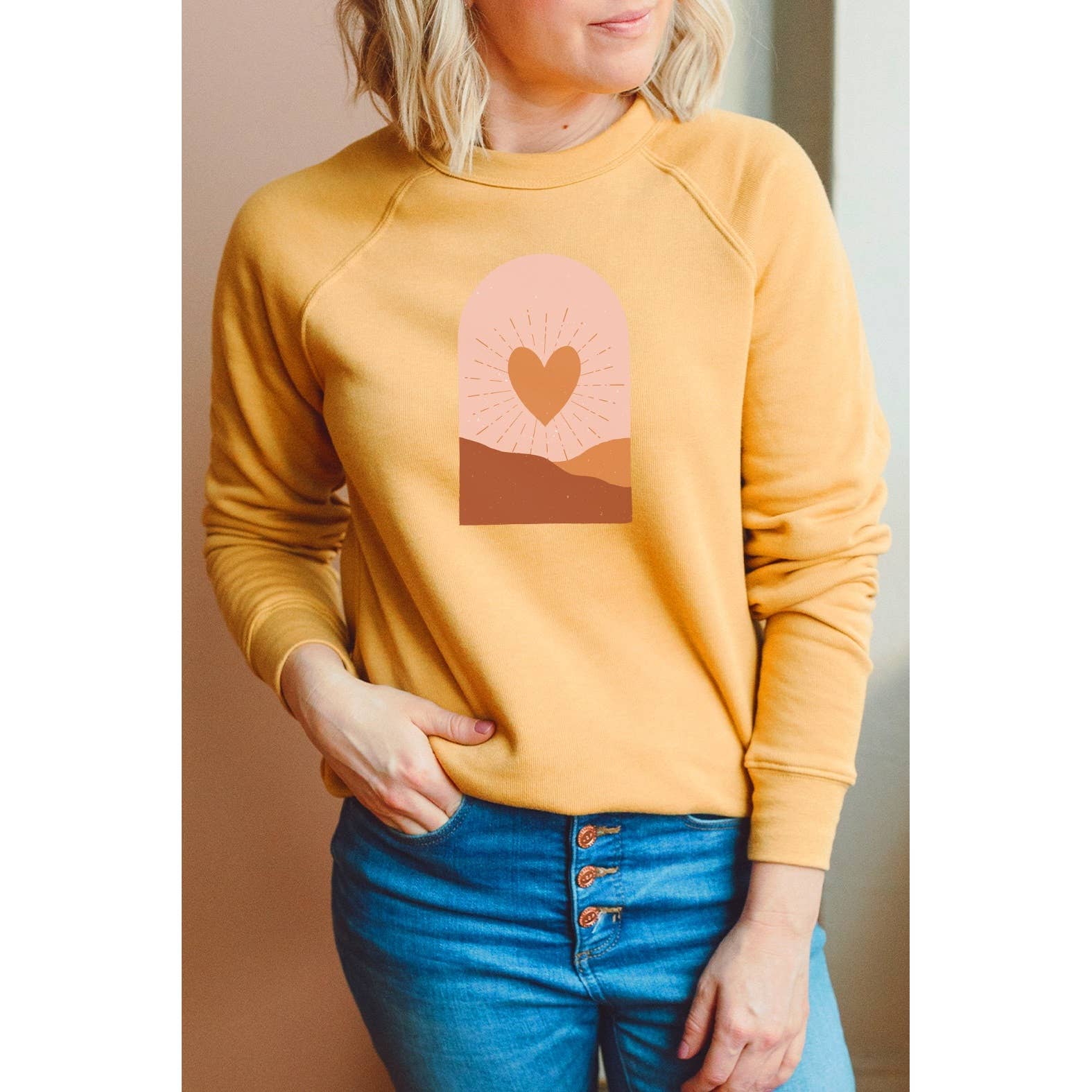 Kissed Apparel - Wholesale Graphic Sweatshirt - Women's - Boho Heart Sunrise Valentine Graphic Sweatshirt4