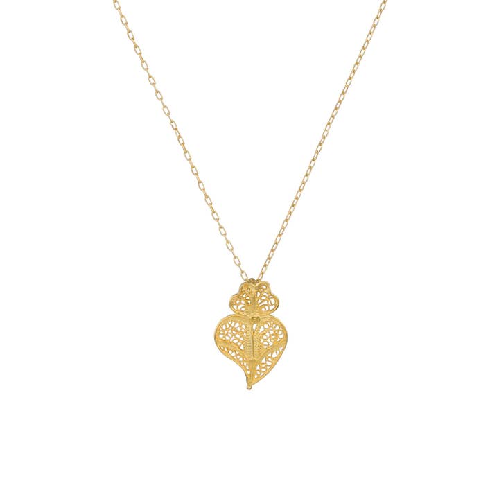 PORTUGAL JEWELS - Wholesale Pendant/Charm Necklace - Necklace Heart of Viana in Gold Plated Silver