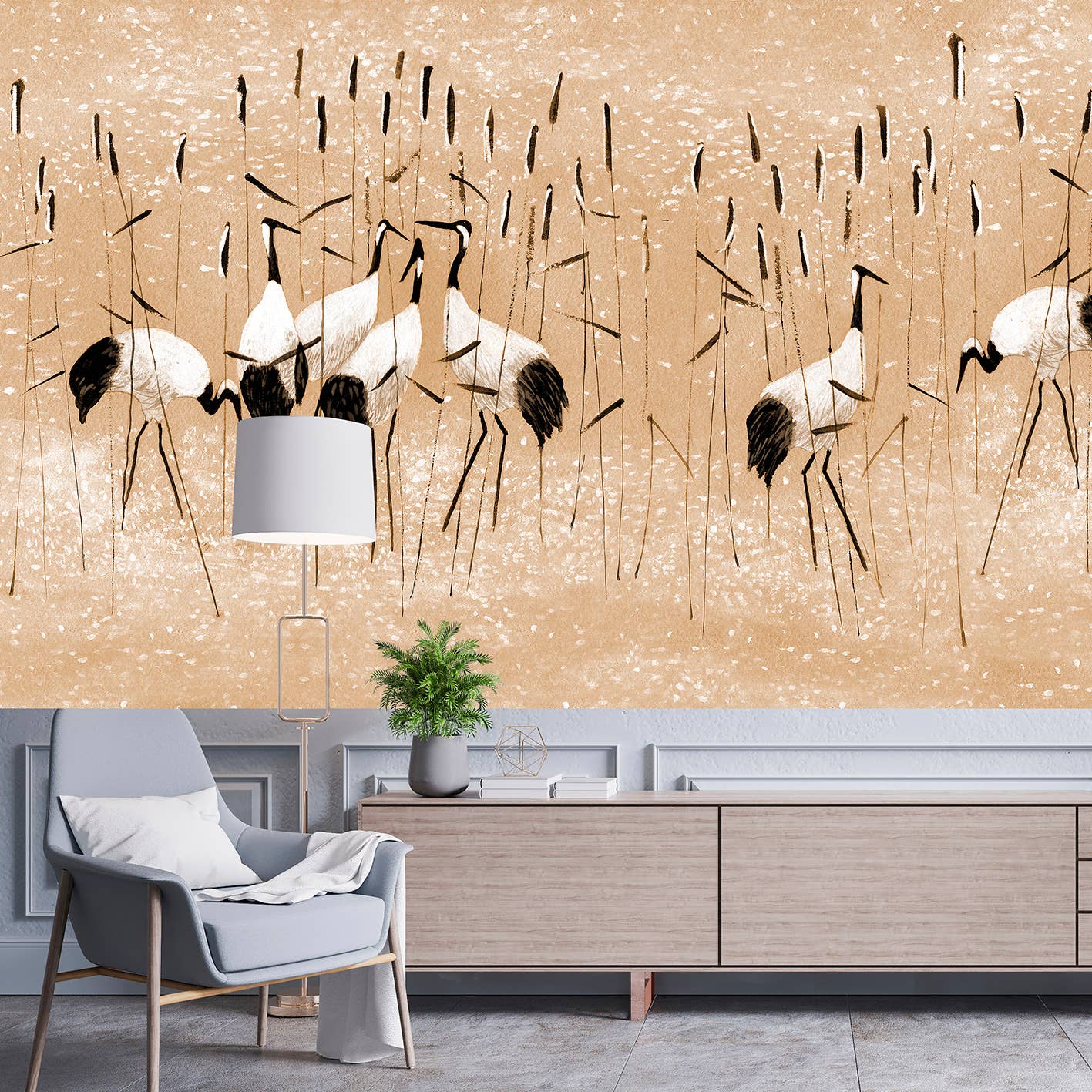 ICH SL - Wholesale Wallpaper - METALLIC UNCOATED PAPER MURAL V104-2M “POND”1