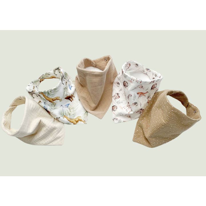 Vattentäta bandana haklappar - beige djur för wholesale av Natural Cuddles