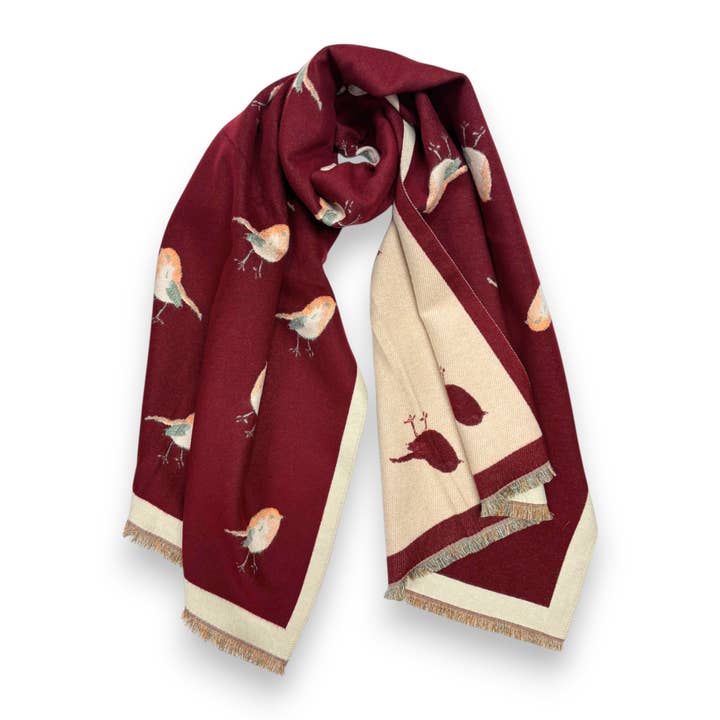 Lili Scarves - Wholesale Scarf - Women's - Robin Reversible Cashmere Blend Embroidered Print Winter Scarf0