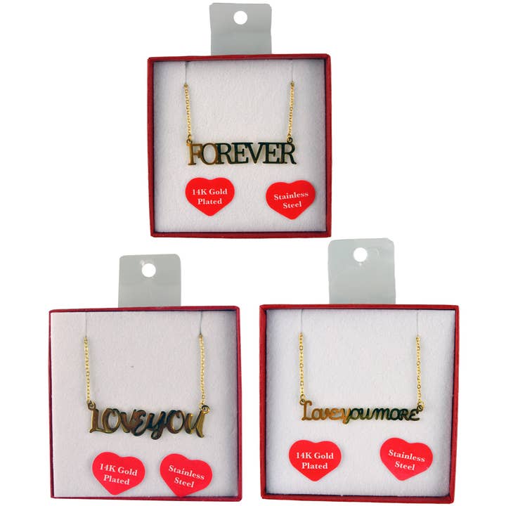 Valentine's Day Love Words Necklace Assortment- 3/Pack for wholesale by Novelty Closeout