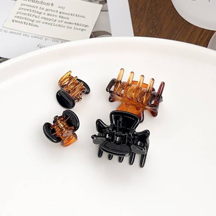 ACCITY - Wholesale Hair Clip - Women's - Mini 1.5cm Hair Claw, Tortoise & Black Bang Clips_CWAHA07196