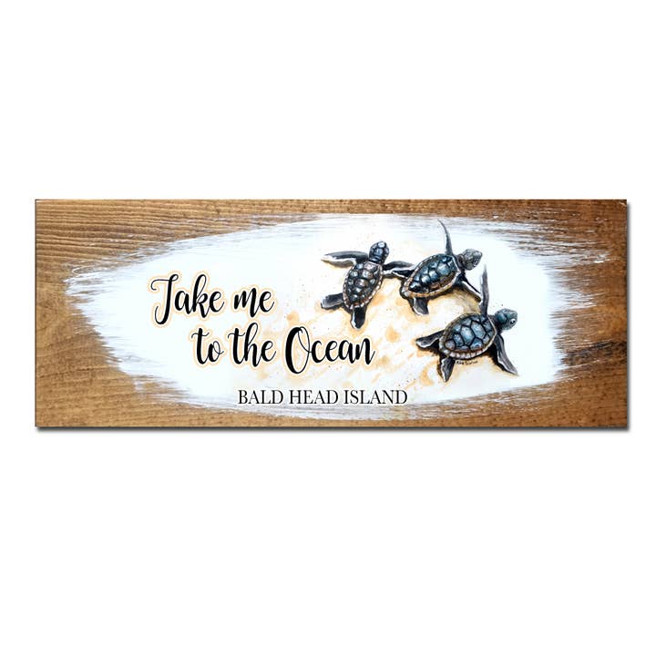 Map Mom - Wholesale Sign - 5x12 Take Me to The Ocean- Baby Turtles-Custom Location