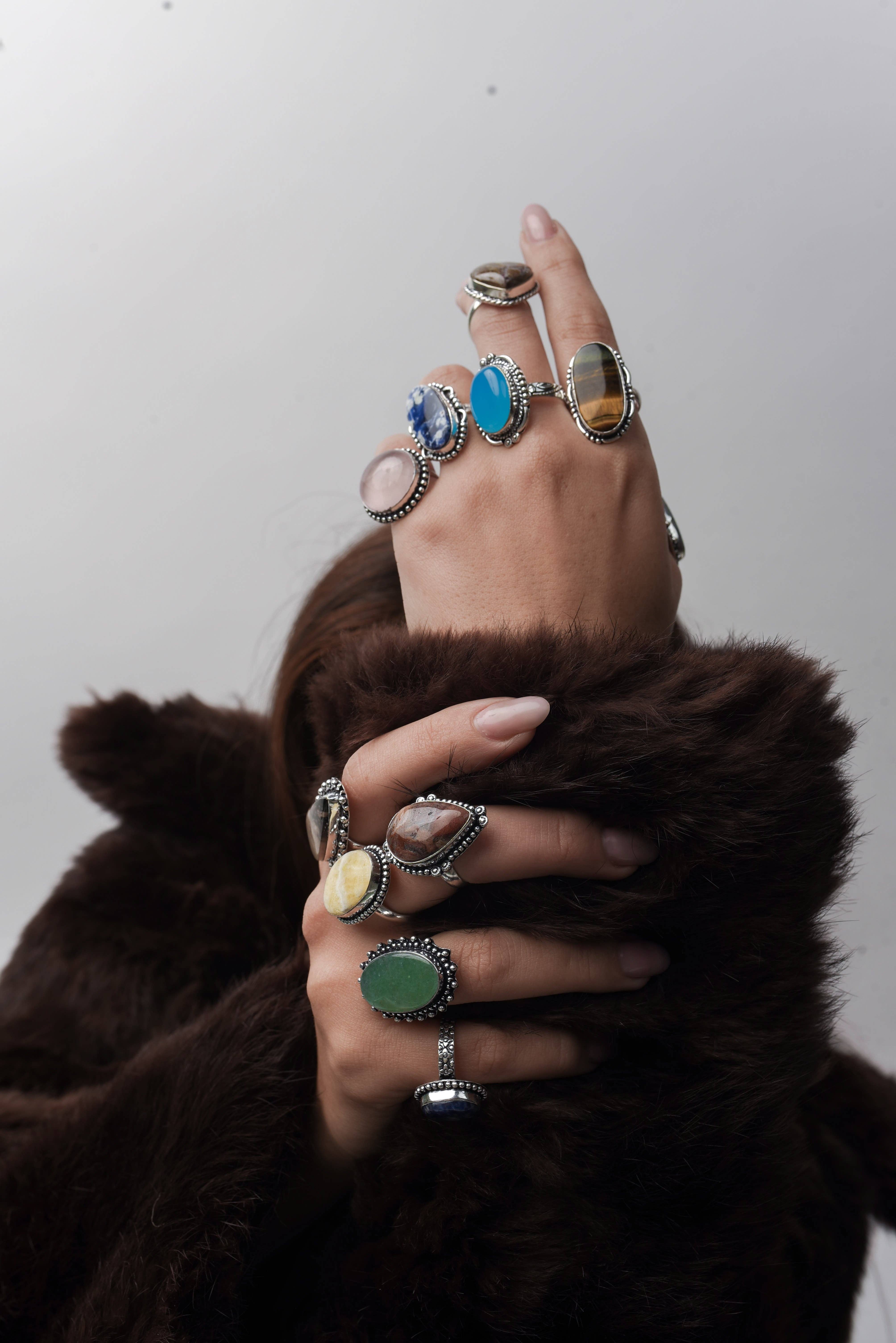 Handmade Jewels – Engroshandel Statementring – Boheme Krystal Ringsæt - Sølvbelagt, Blandede Størrelser, Assorterede Design5