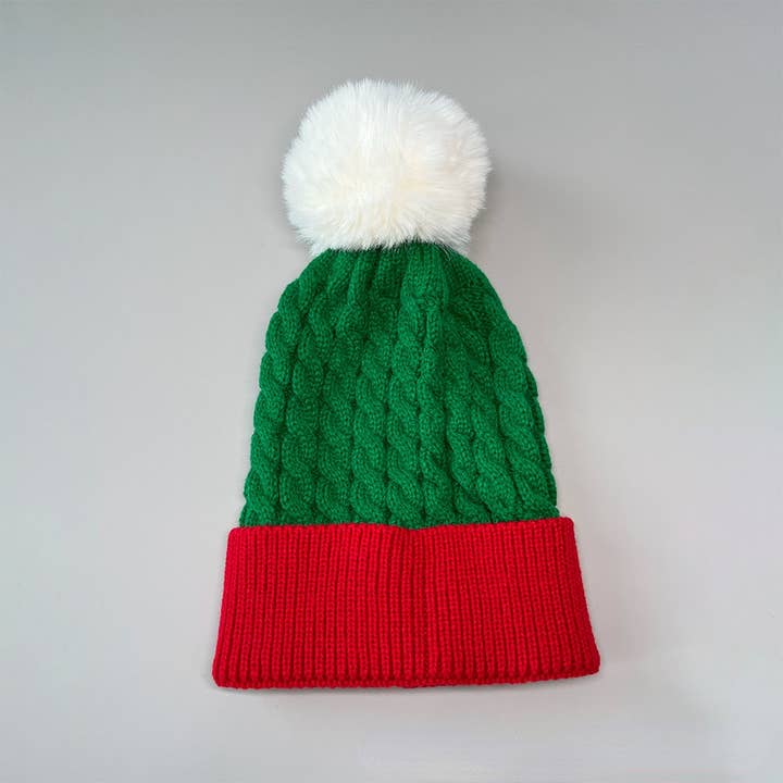 NINEXIS - Vente Bonnet – femme - CWAH0749_Bonnet de Noël tricoté en forme de cloche de Noël avec torsade1