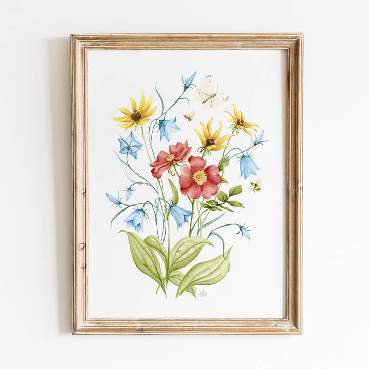 Impression à l'aquarelle de fleurs sauvages pour la vente par Sarah Jane Studio Art