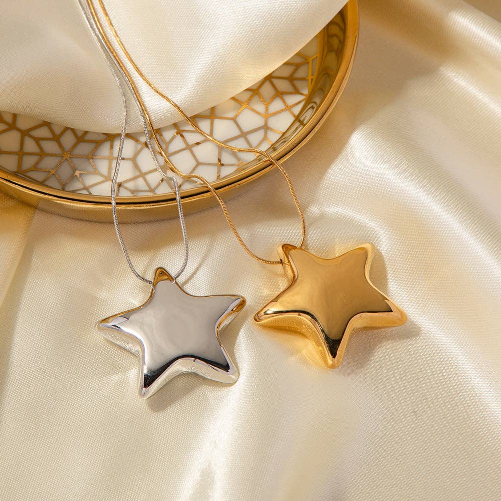 Dipped Shop - Wholesale Pendant/Charm Necklace - Star Titanium Pendant Necklace DPJN477