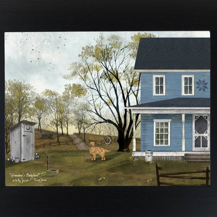 Summer Snow Art - Wholesale Art Print - Grandma's Backyard Outhouse By Artist Billy Jacobs Art