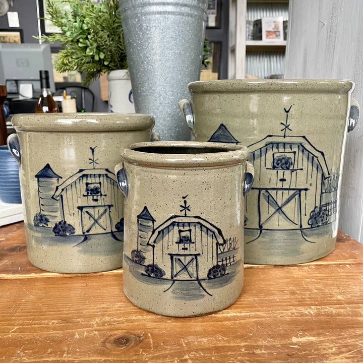 Rowe Pottery - Wholesale Decorative Jar - 1/2 Gallon Crock- Barn