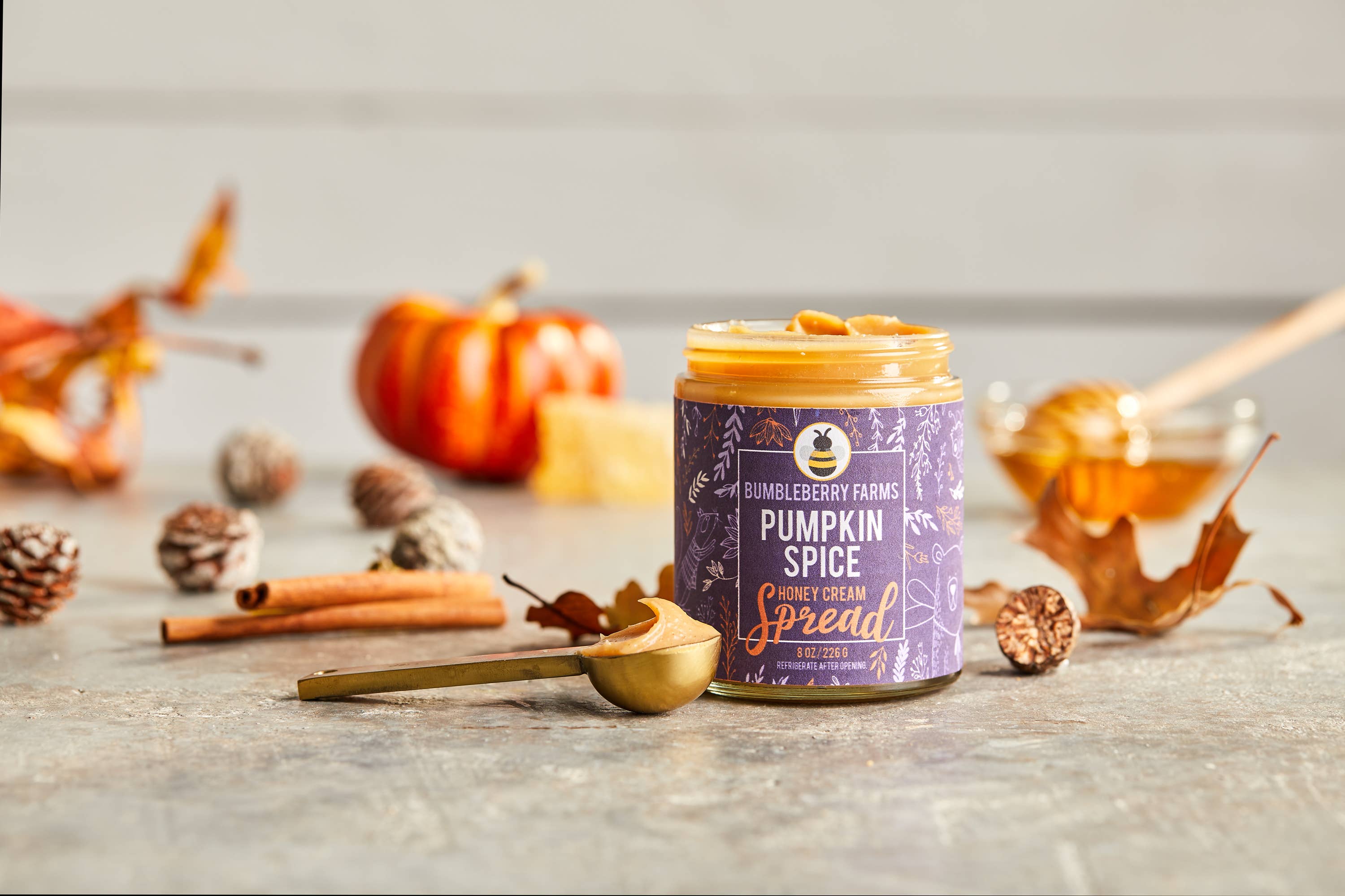 Bumbleberry Farms - Wholesale Honey - SEASONAL Pumpkin Spice Honey Spread1