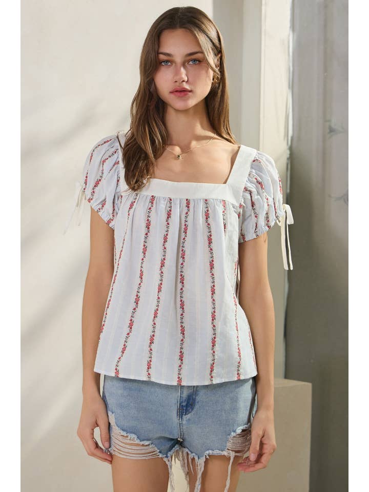 Oddi - Wholesale Blouse - Women's - Floral Embroidery Jacquard Blouse
