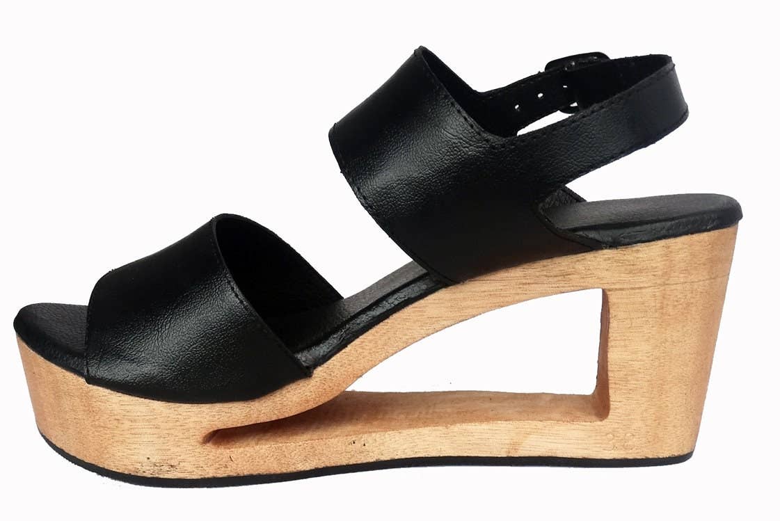 OMES - Vente Sabots – femme - OMES Sabots à talons hauts en bois sculpté avec grande taille disponible8