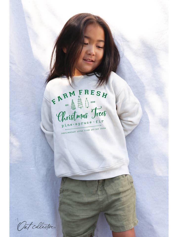 OAT COLLECTIVE - Wholesale Sweatshirt - Kids - FARM FRESH CHRISTMAS TREES Toddler Graphic Sweatshirt