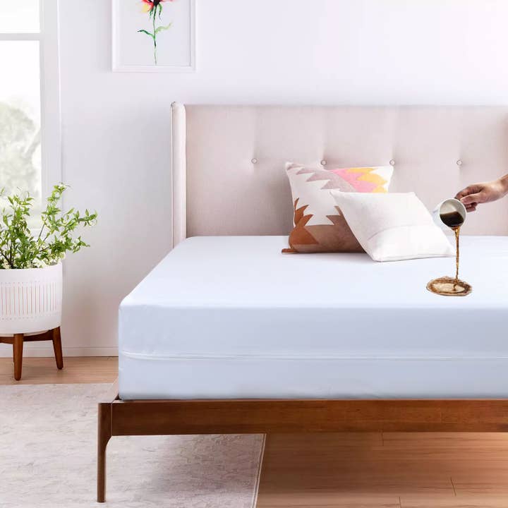 White Mattress Encasement Waterproof Zippered Fitted Bed Cover for wholesale on Faire