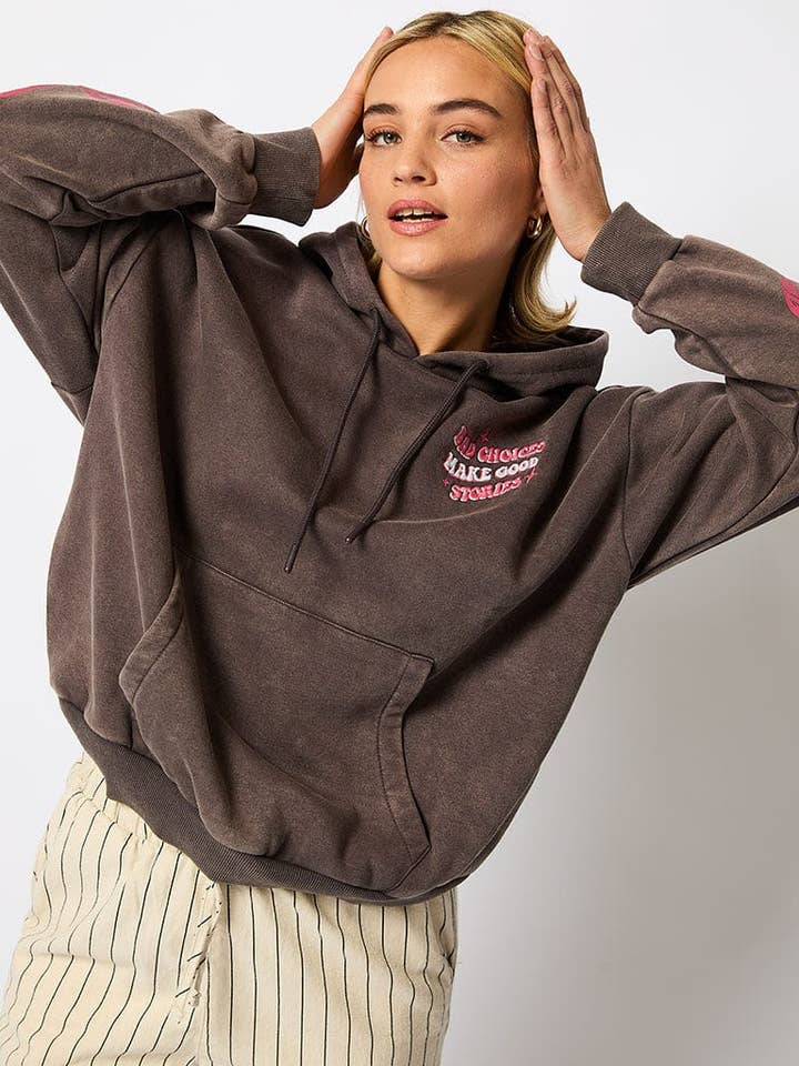 Skinnydip London – wholesale Hoodie - Dam – Dåliga val ger bra historier huvtröja i grått