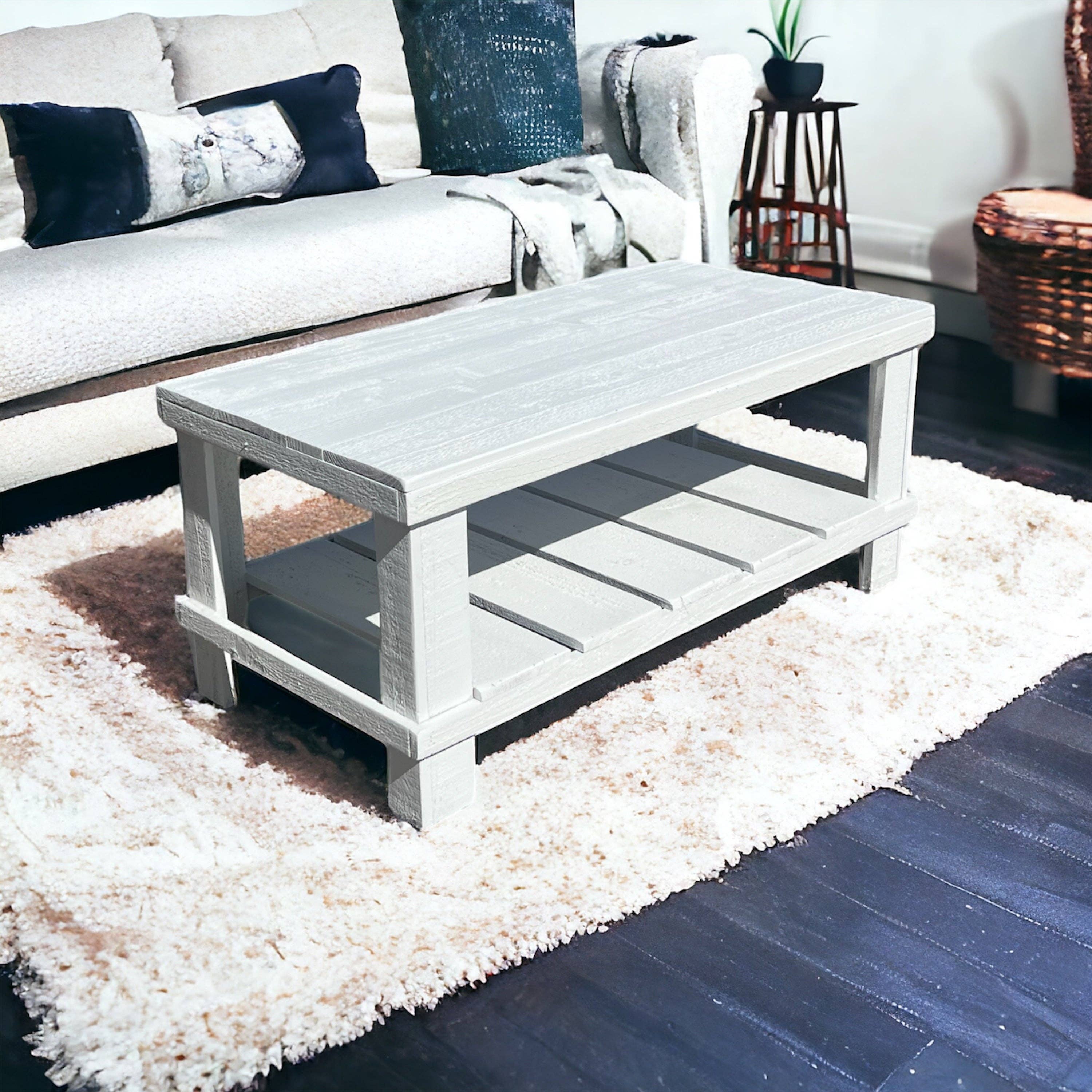 Intrinsic Haven - Wholesale Coffee Table - Farmhouse Rustic Wood Living Room Coffee Table with Shelf13